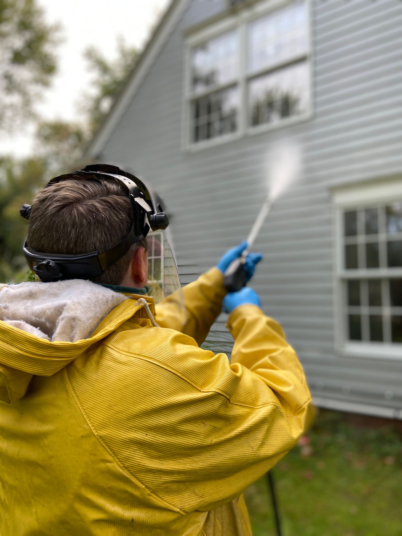 Professional steam cleaning outdoor surface